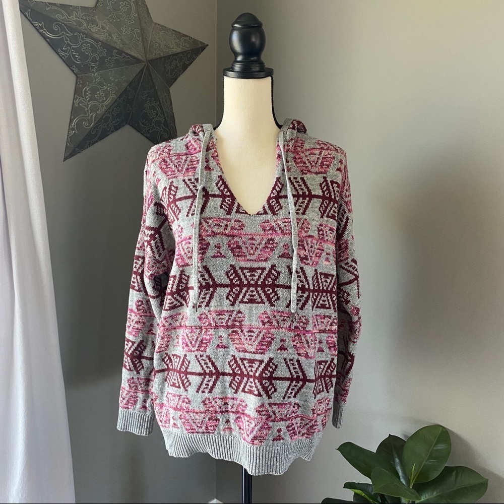 American Eagle Pullover Hoodie Pink/Gray Sz Medium